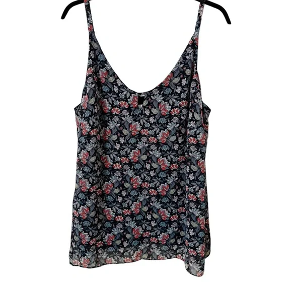 Cabi Flirt V Neck Tank Floral Print Sz Large #5224 - Picture 1 of 10